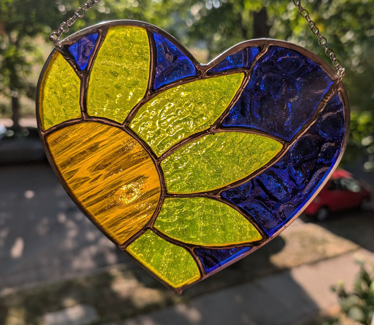 Stained glass sun catcher sunflower