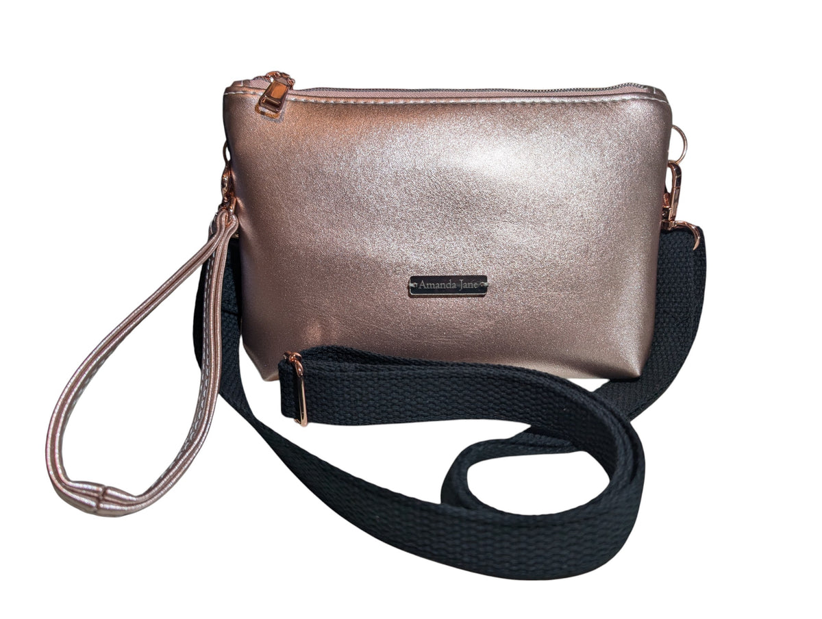 Handmade clutch wristlet crossbody purse rose gold