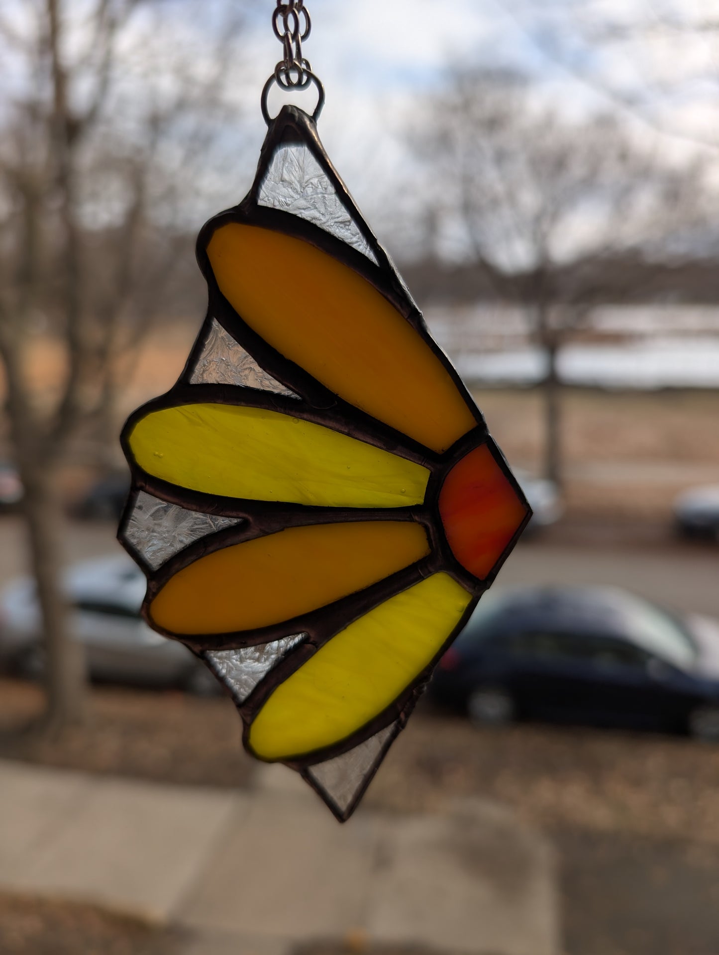 Handcrafted stained glass small sunflower