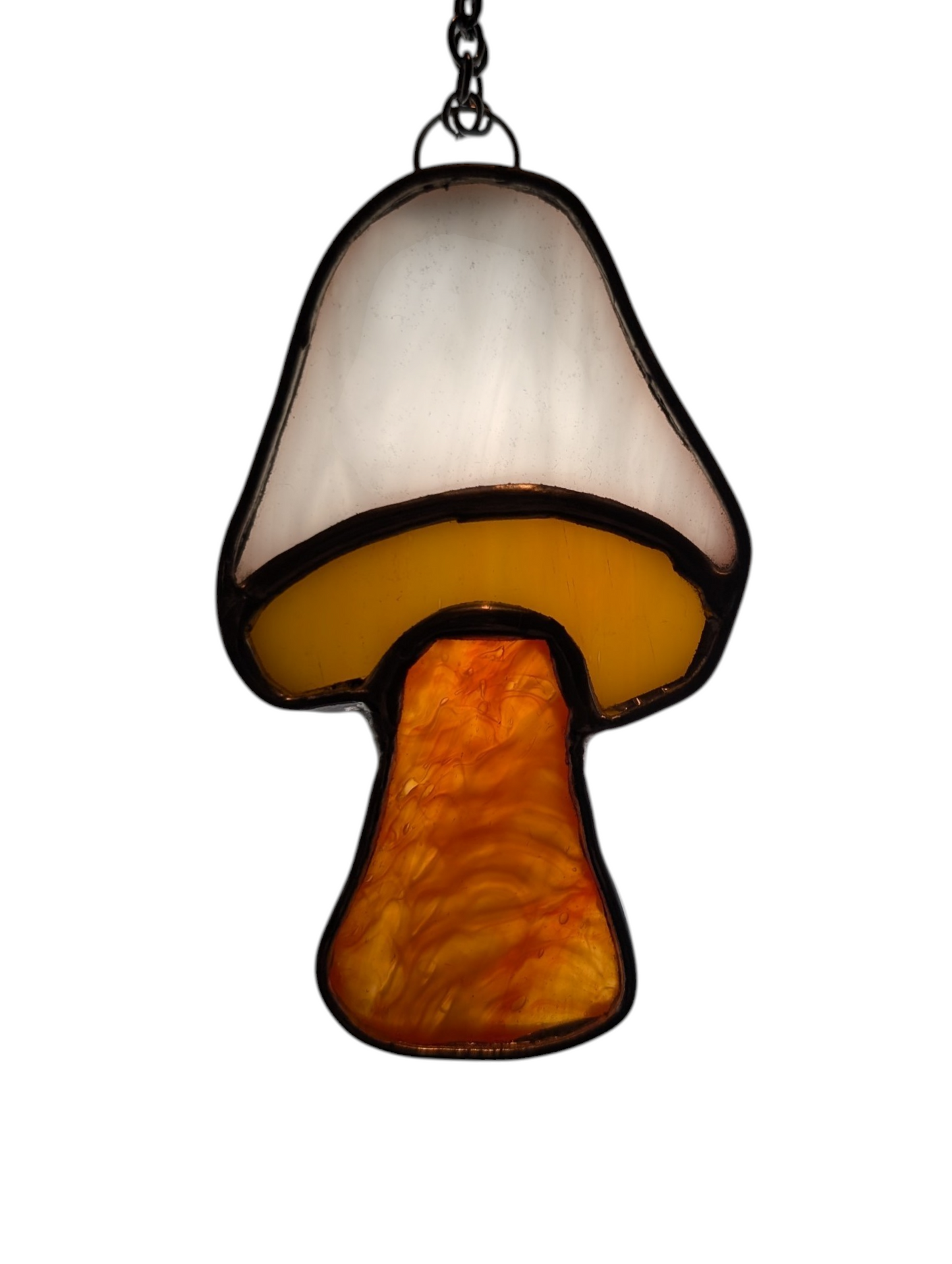 Stained glass mushroom suncatcher