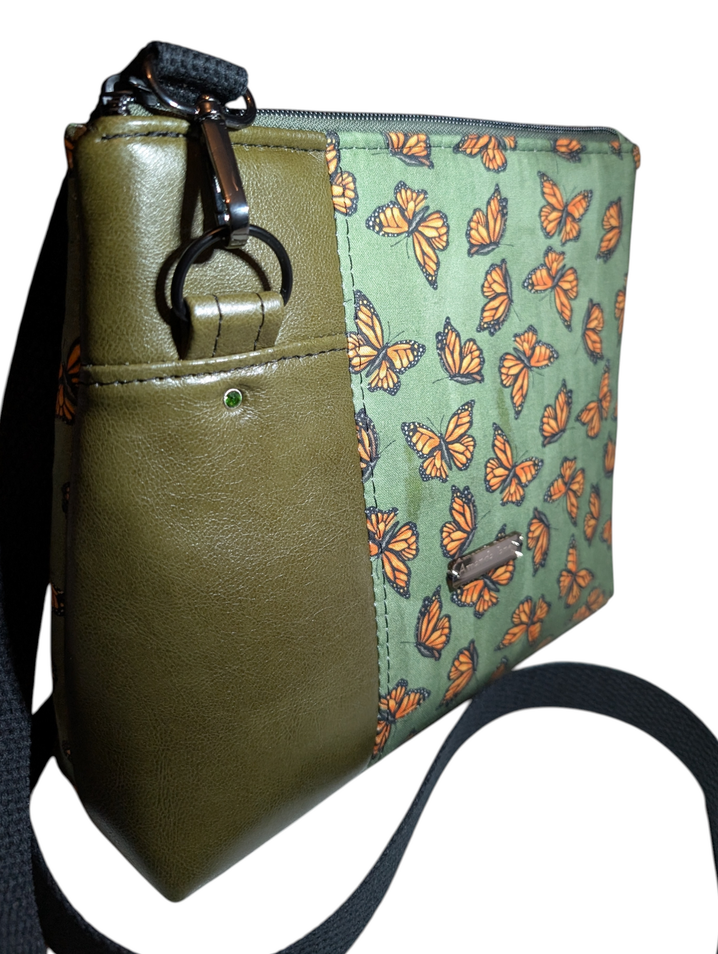 Handcrafted crossbody purse bag monarch butterflies