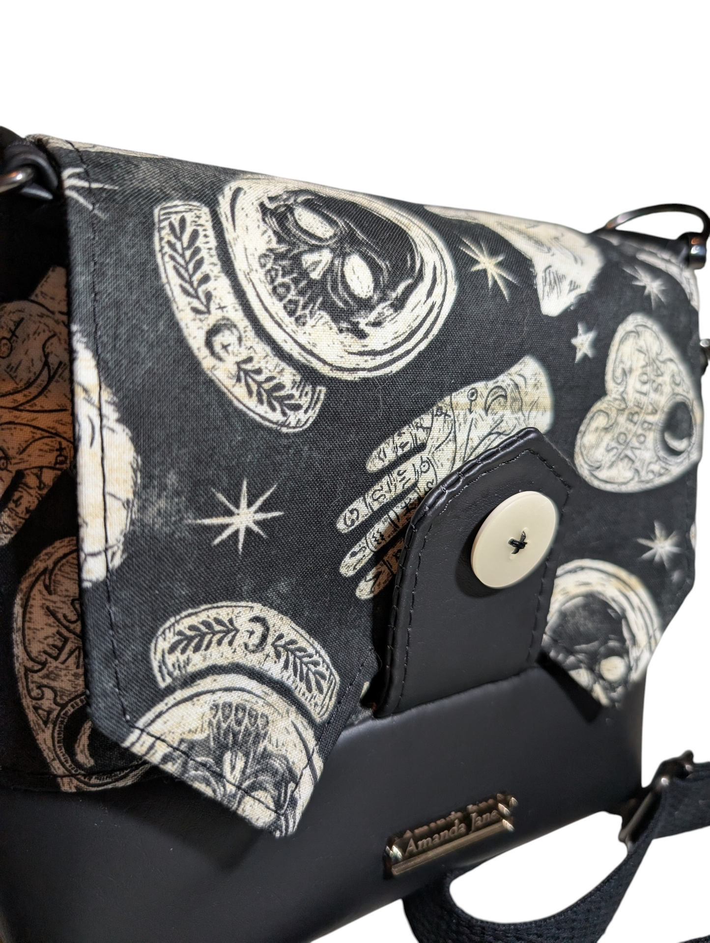 Handcrafted crossbody purse bag Ouija skulls cats