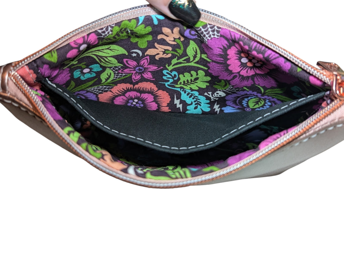 Handmade clutch wristlet crossbody purse rose gold