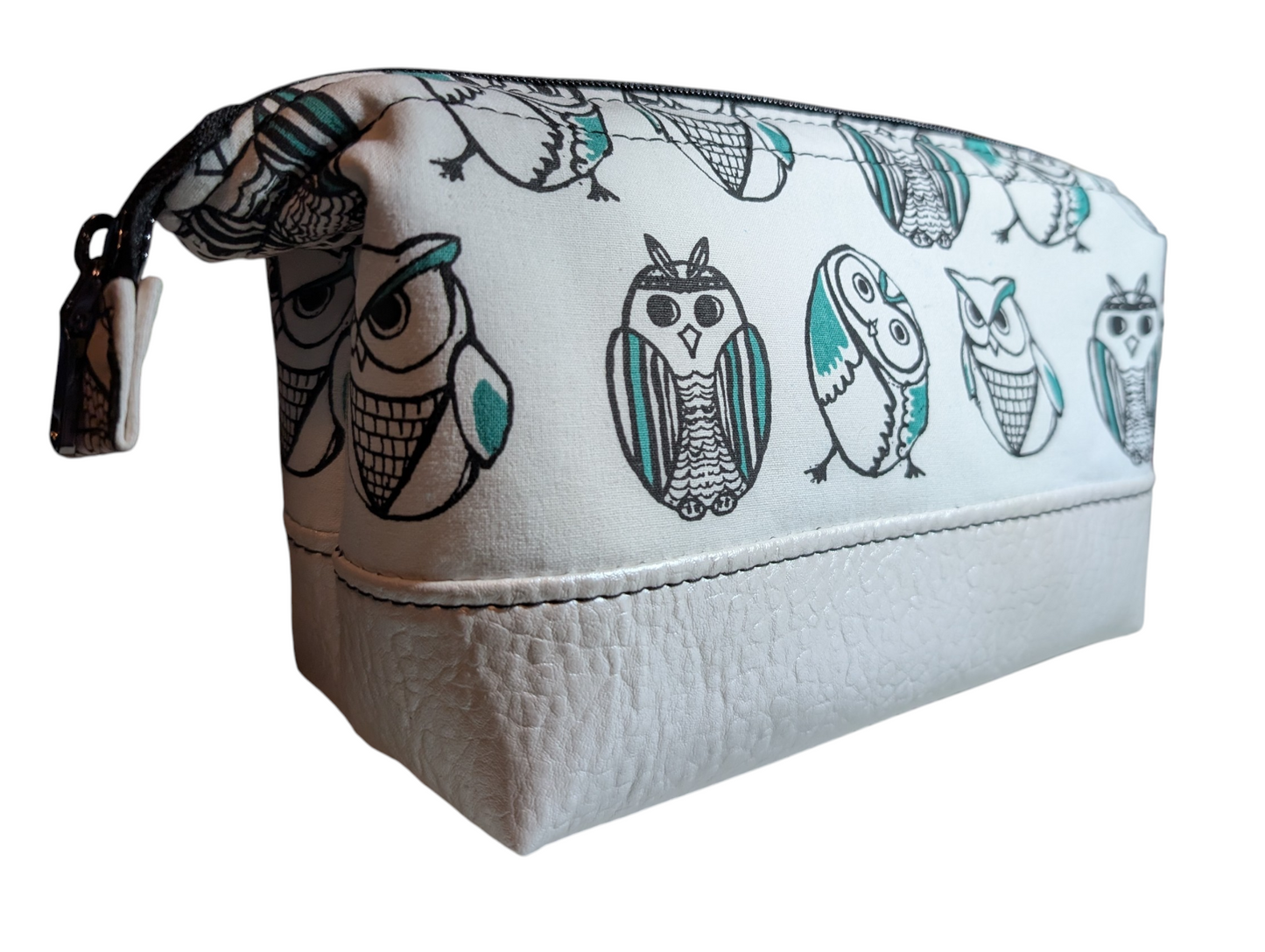 Handcrafted pouch make up toiletry bag owls