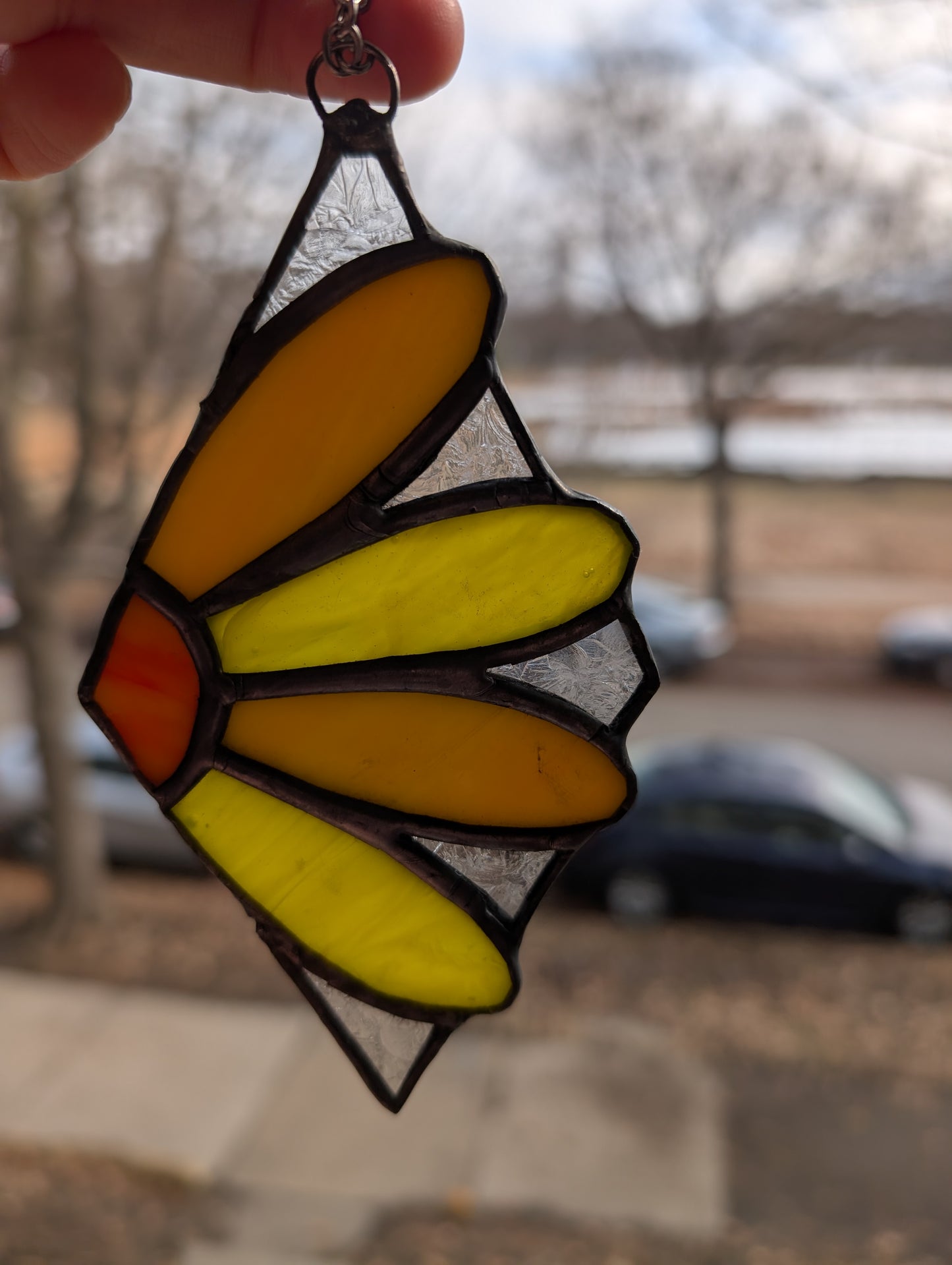 Handcrafted stained glass small sunflower