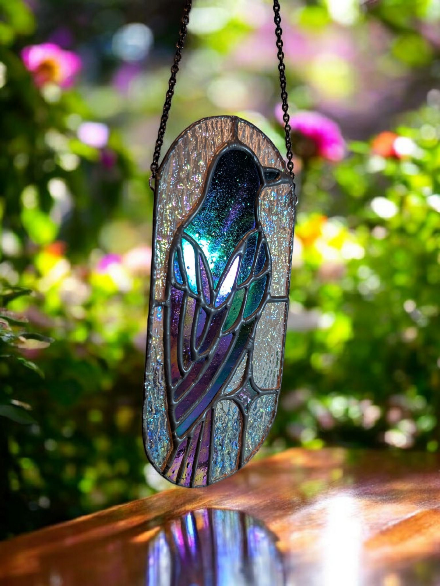 Handcrafted stained glass raven *discounted, please read*