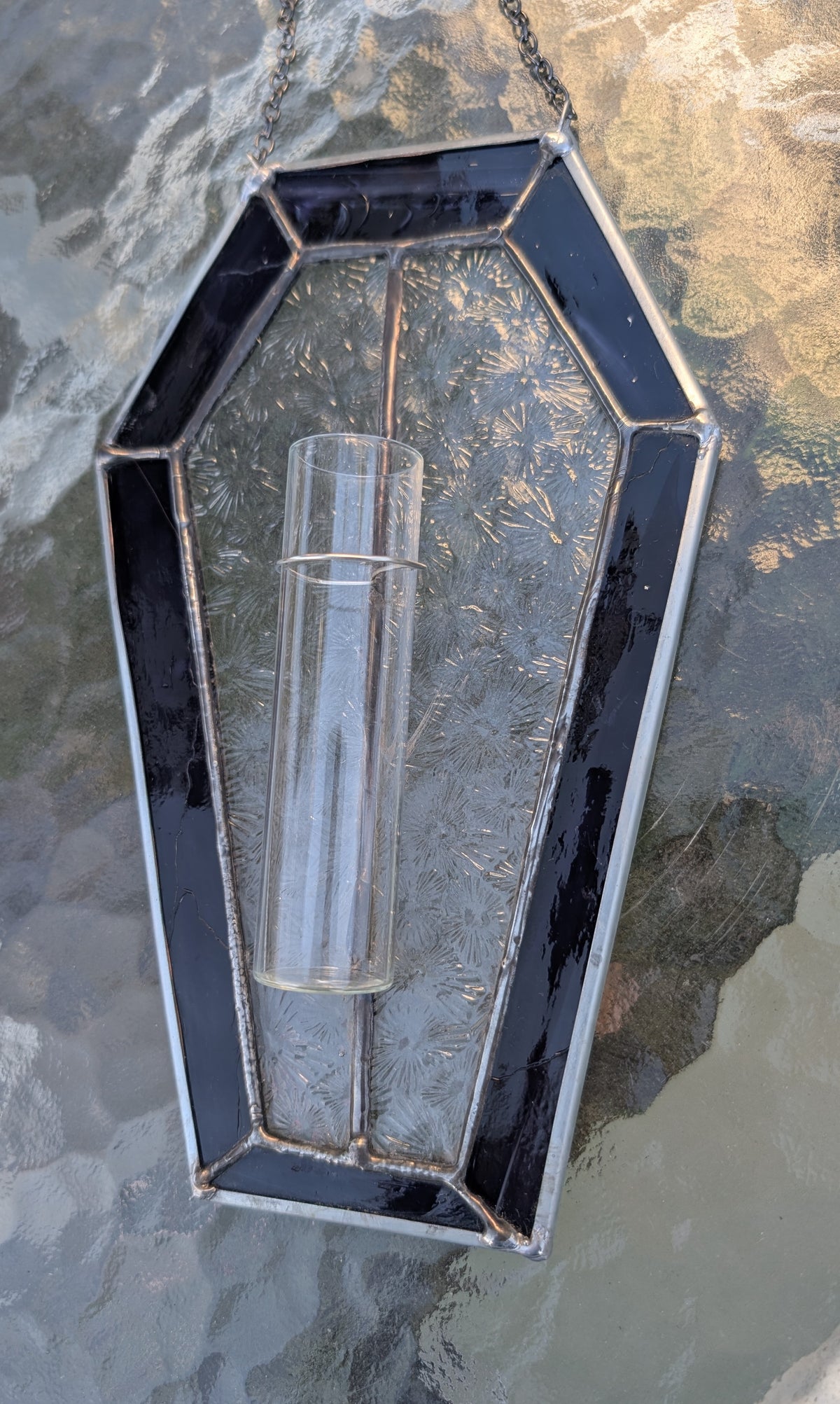 Stained glass sun catcher purple coffin propagation station