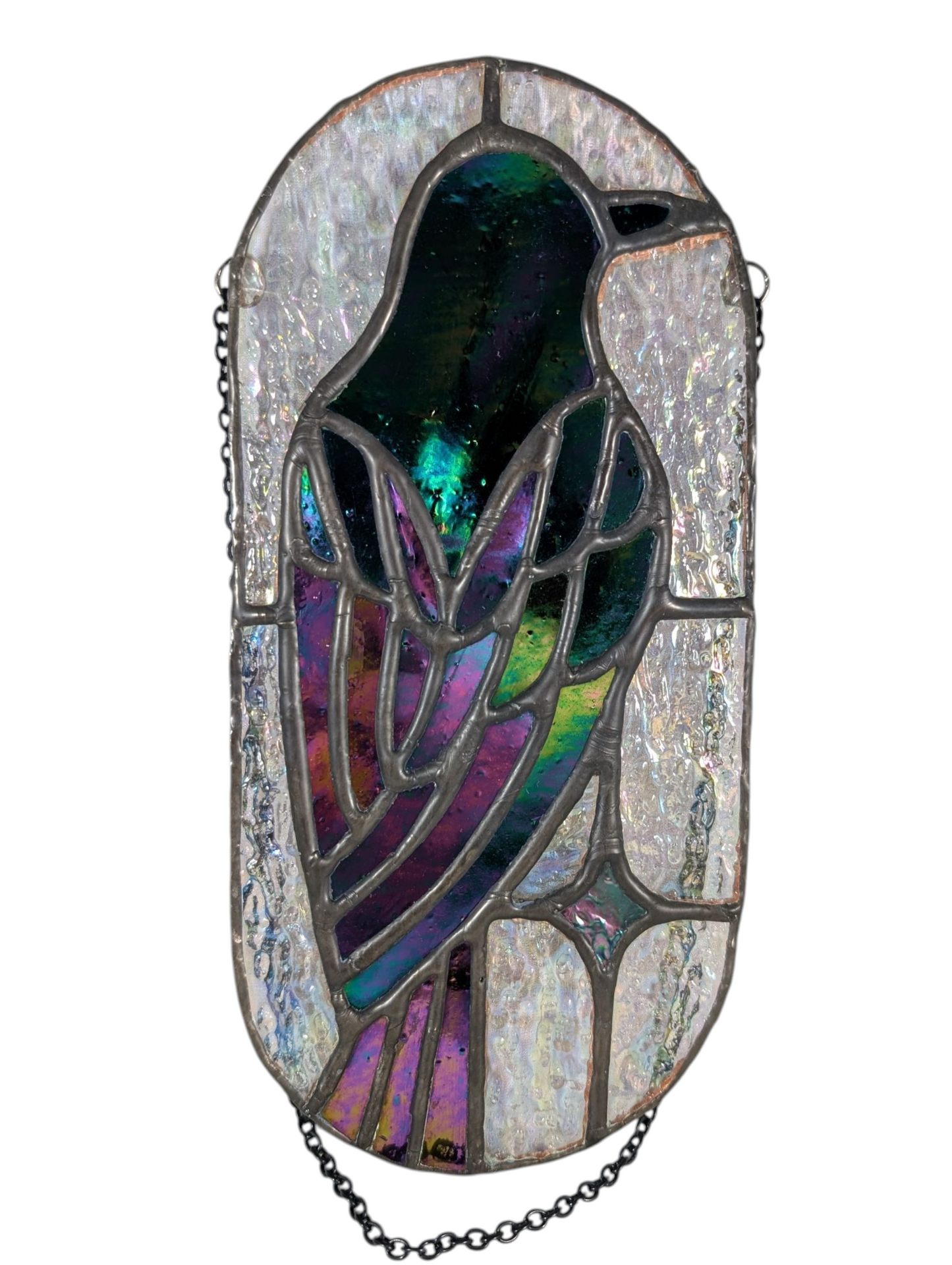 Handcrafted stained glass raven *discounted, please read*