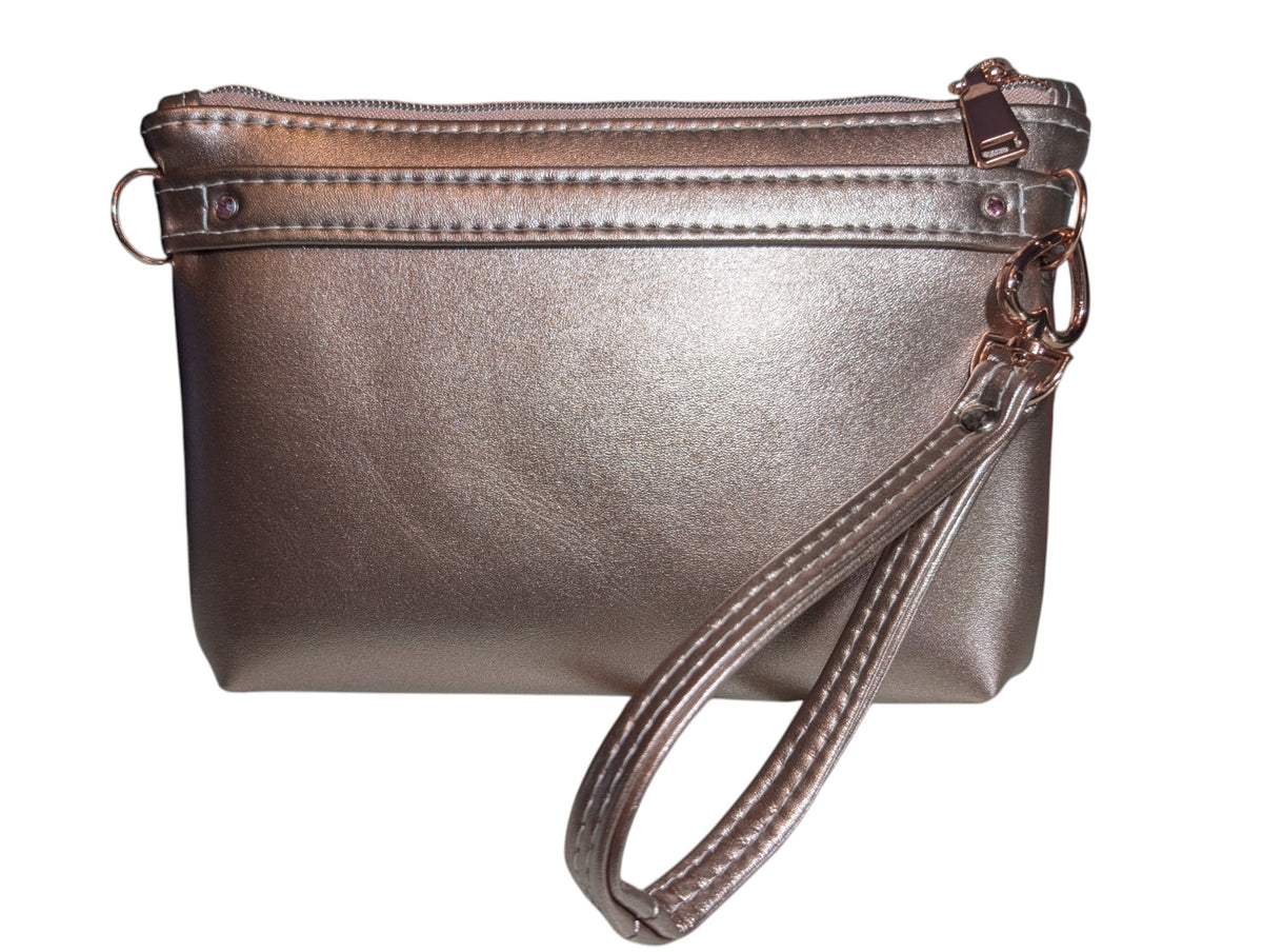 Handmade clutch wristlet crossbody purse rose gold