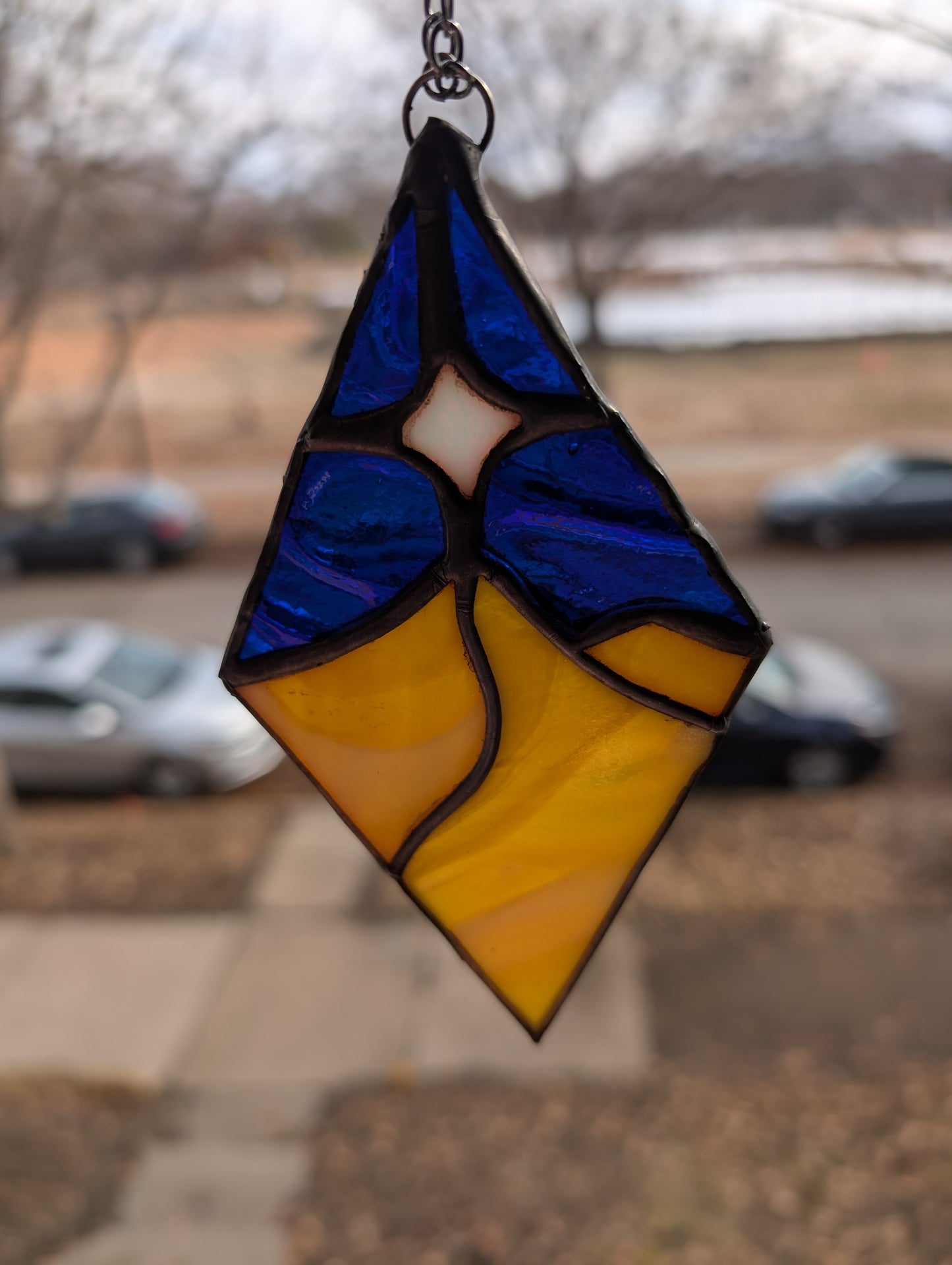 Handcrafted stained glass small desert night