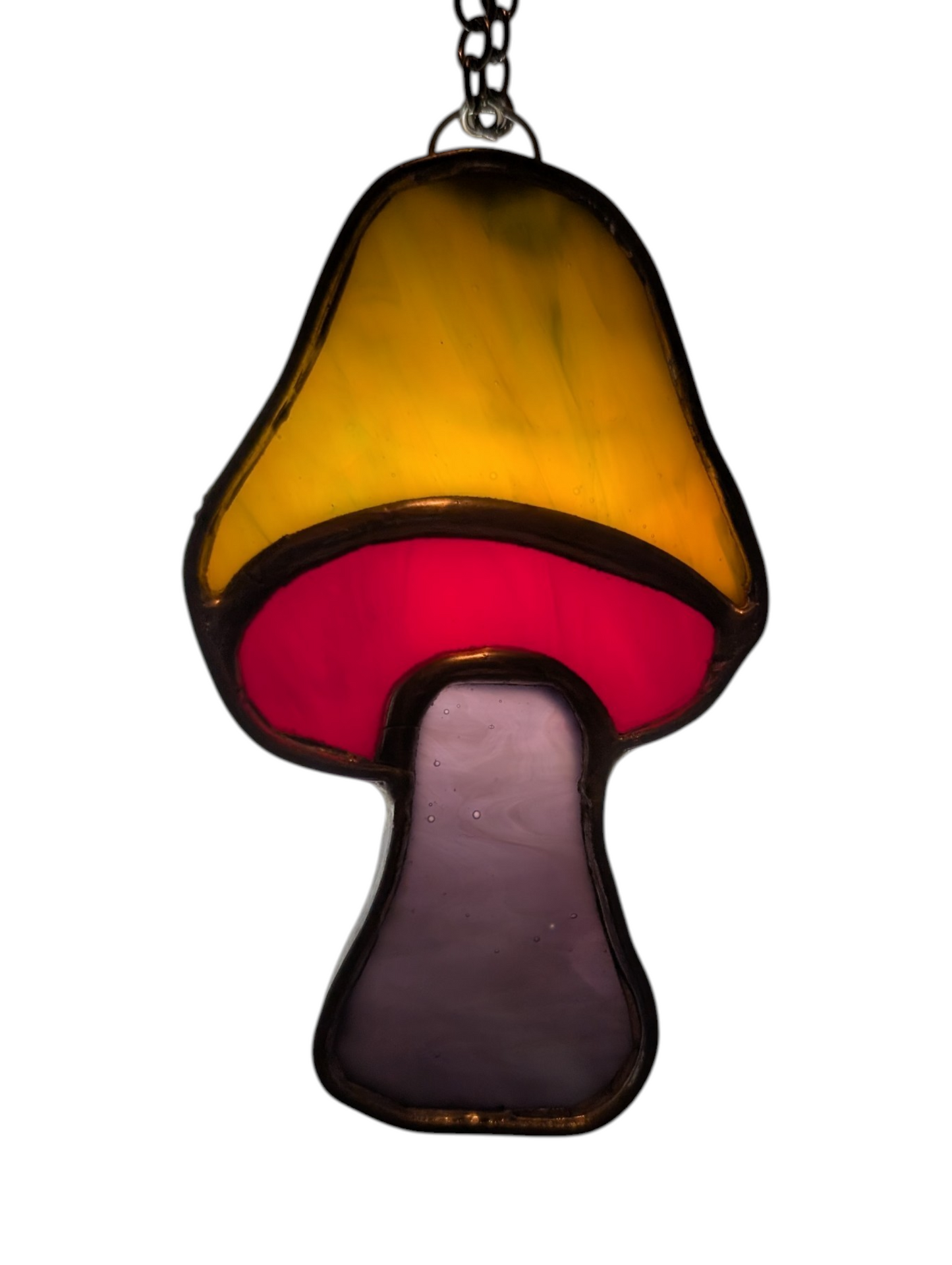 Stained glass mushroom suncatcher