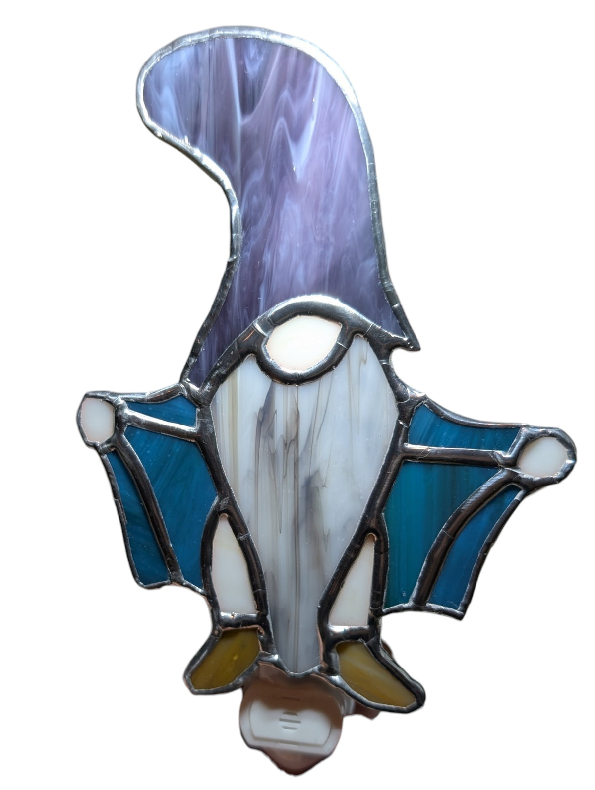 Stained glass sun catcher night light gnome