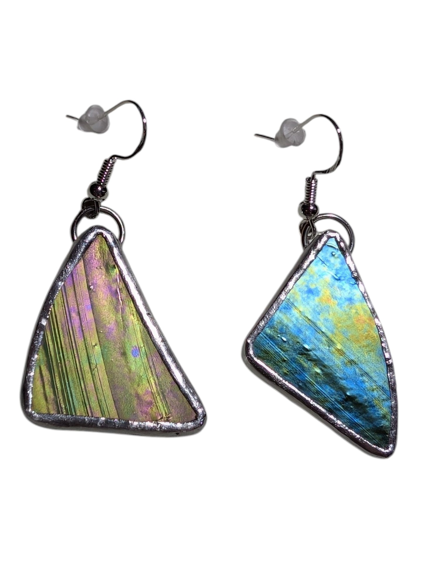 Recycled scrap stained glass earrings