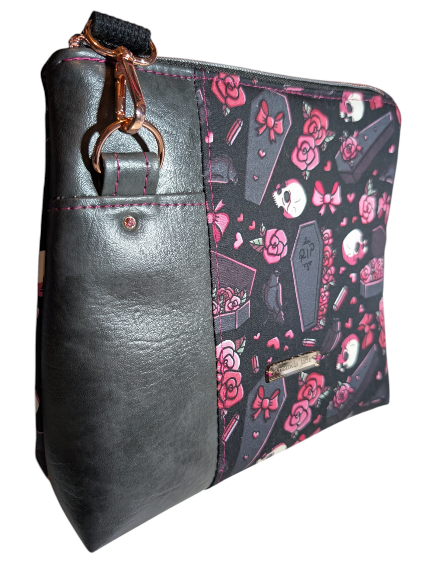 Handcrafted crossbody purse bag spooky pastel goth coffin
