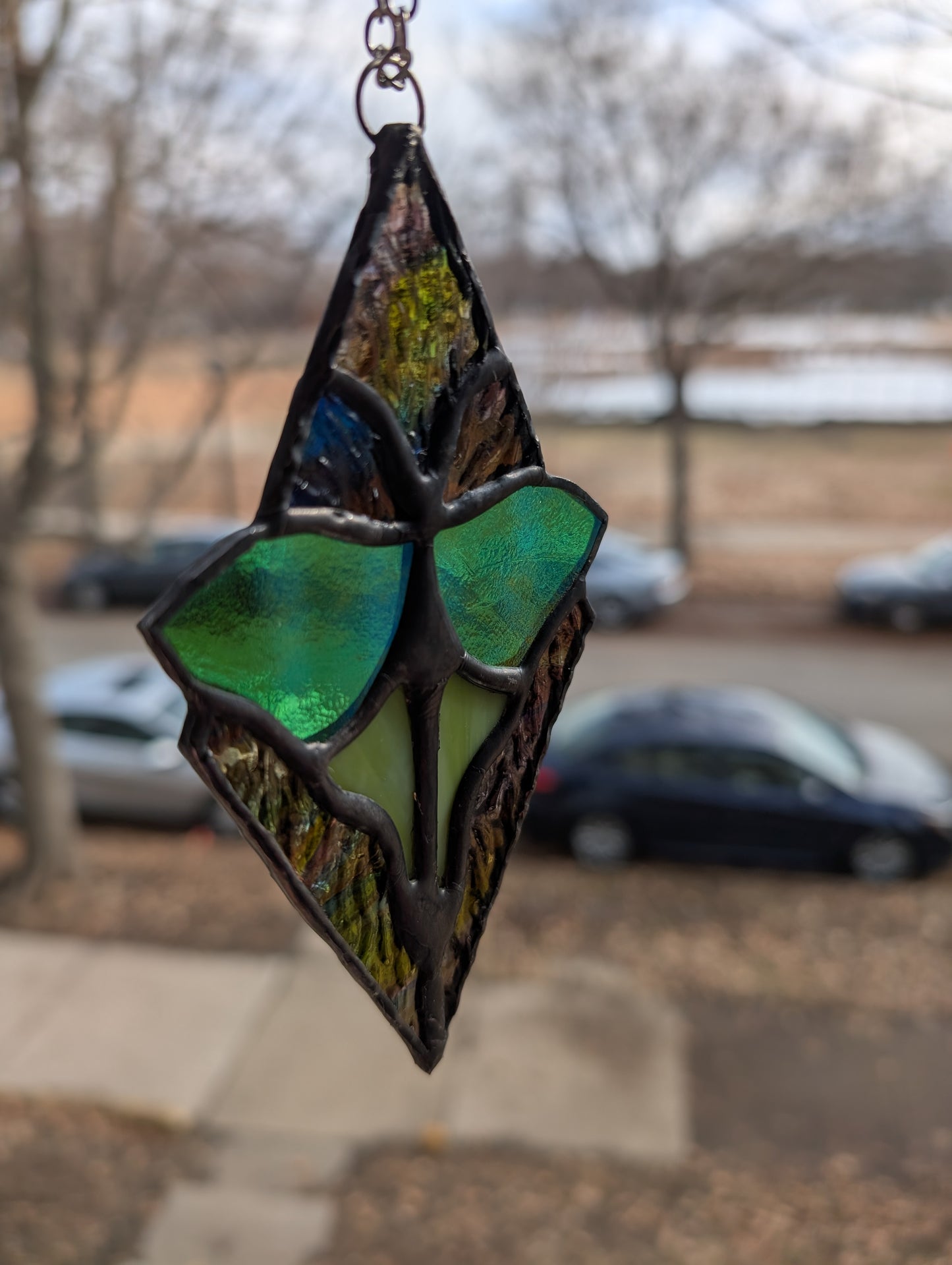 Handcrafted stained glass small Luna moth (reserved for Tessa)