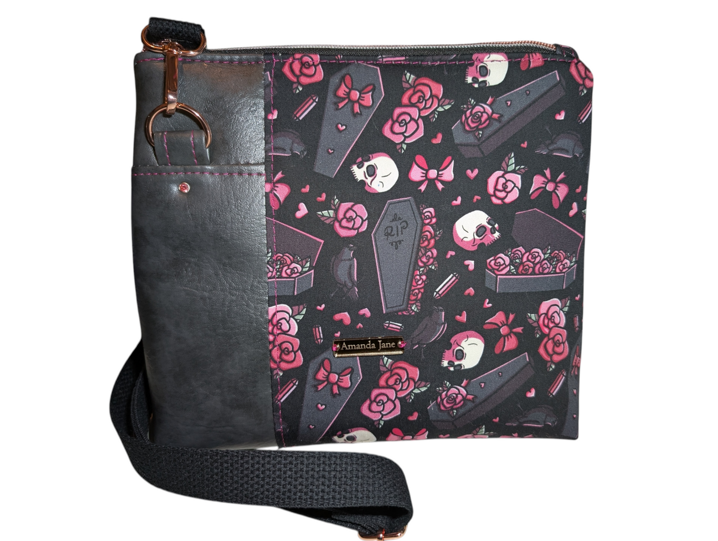Handcrafted crossbody purse bag spooky pastel goth coffin