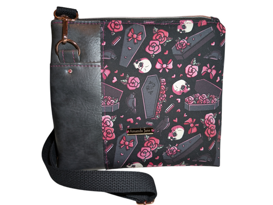 Handcrafted crossbody purse bag spooky pastel goth coffin
