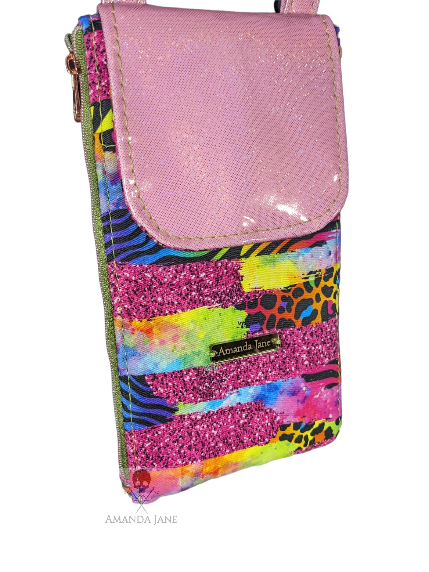 Handcrafted small crossbody wallet life Lisa F pink leopard print