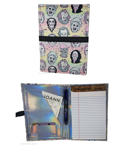 Handcrafted notebook holder pastel horror icons