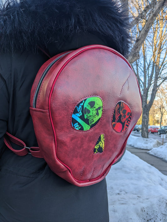 Handcrafted backpack LARGE skull