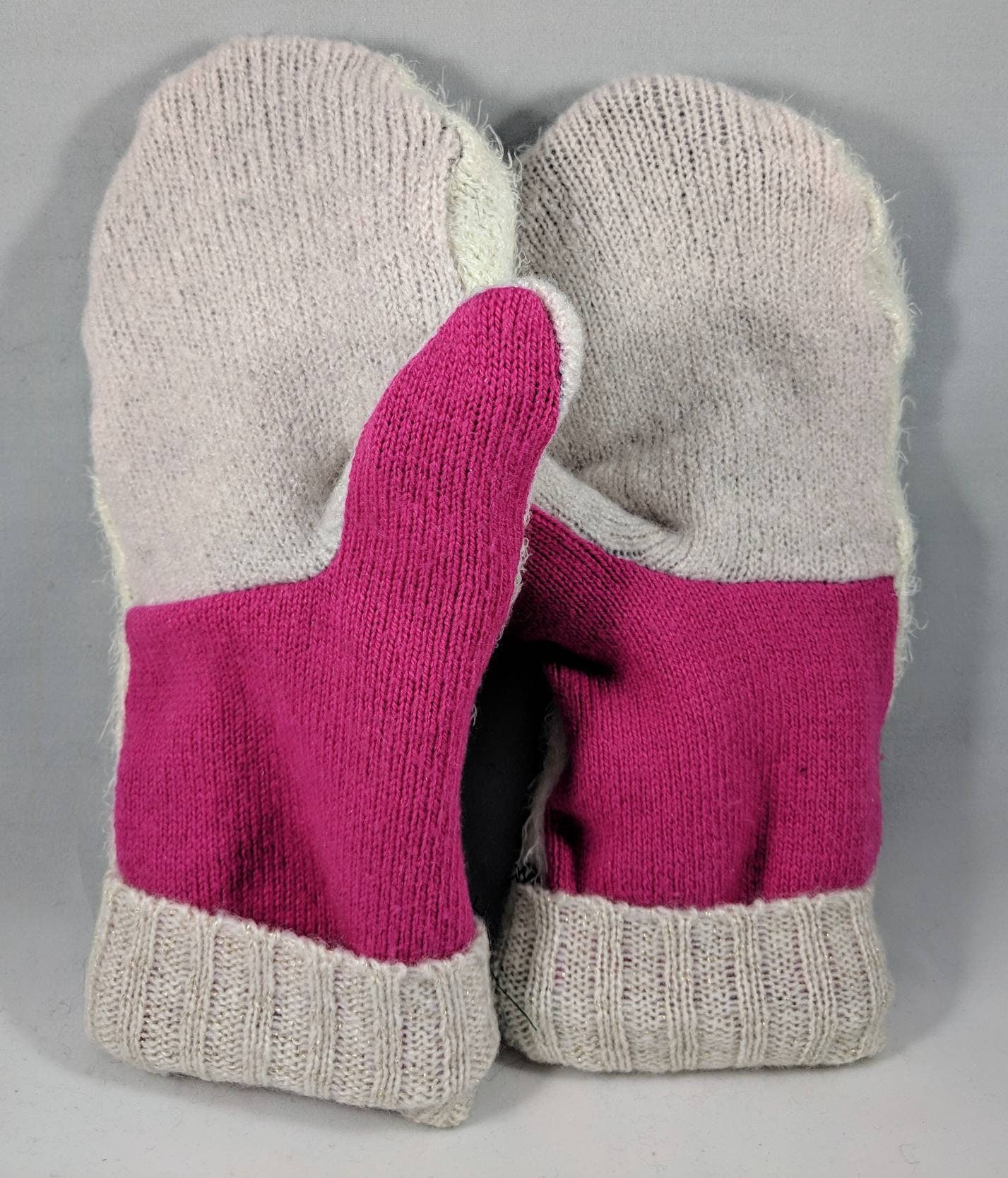 Recycled sweater fleece lined mittens SMALL